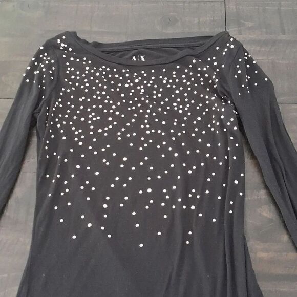 Armani Exchange Tops - A/X XS LONG sleeve good condition size extra small gold rhinestone detail